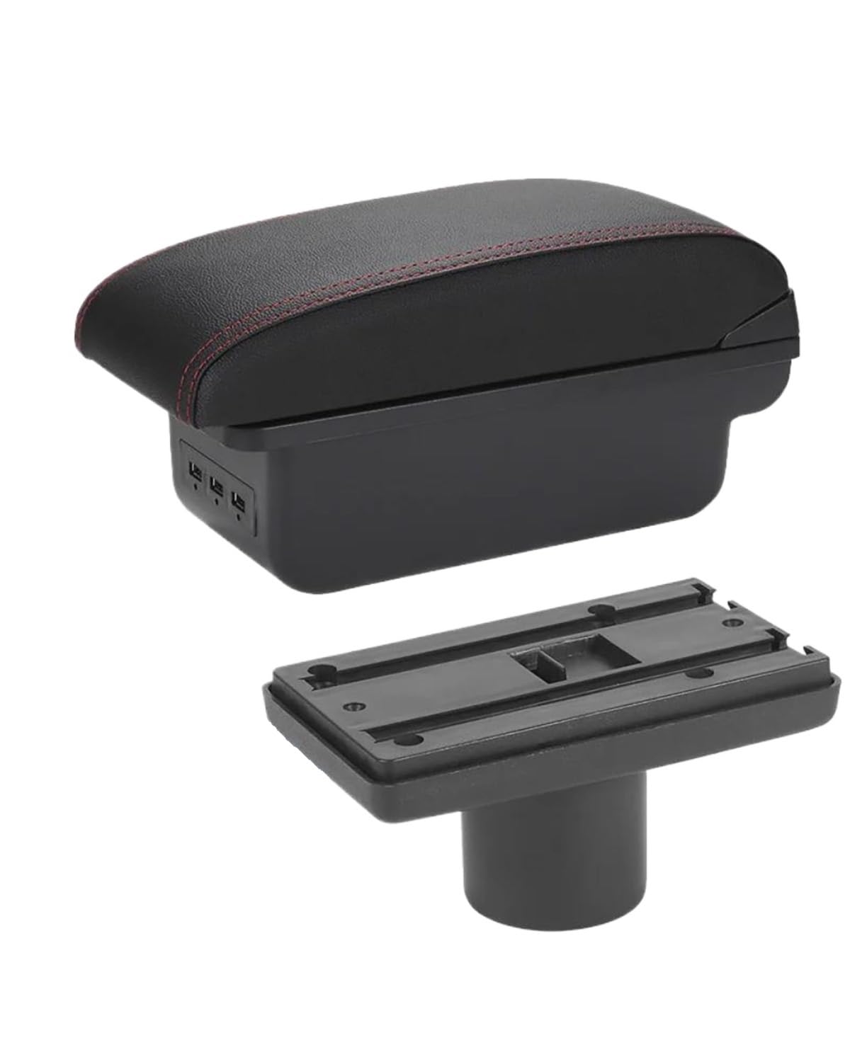 Armlehnen Mittelkonsolen Für Seat Für Ibiza Armlehne Box Auto Armlehne Retrofit Teile Lagerung Box Auto Zubehör Innen Details Armlehnenbox(B1 Black red 3USB) von SHUGWA