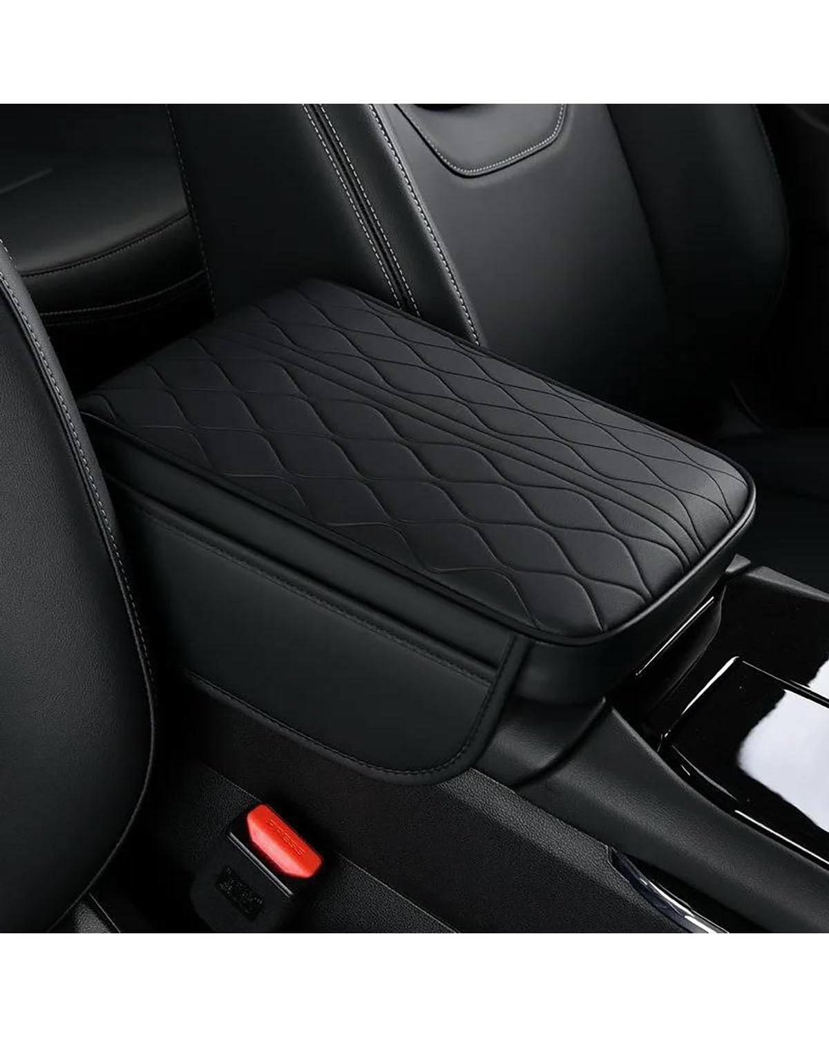 Armlehnen Mittelkonsolen Lagerung Stil Auto Armlehne Box Höhe Pad Universal Leder Memory Foam Höhe Pad Auto Mittelarmlehne Kissen Unterstützung Armlehnenbox(Black) von SHUGWA