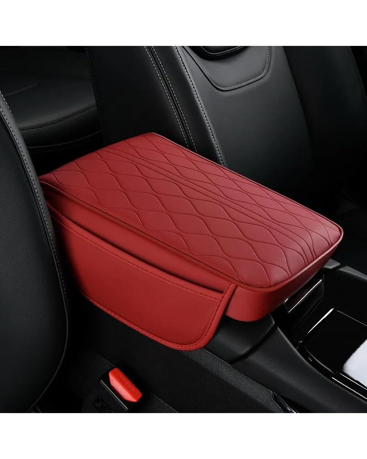 Armlehnen Mittelkonsolen Lagerung Stil Auto Armlehne Box Höhe Pad Universal Leder Memory Foam Höhe Pad Auto Mittelarmlehne Kissen Unterstützung Armlehnenbox(Red) von SHUGWA