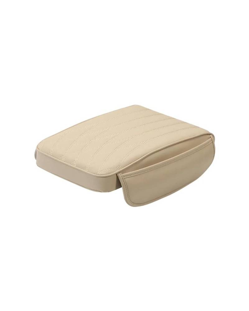 Armlehnen Mittelkonsolen Universal Auto Armlehne Kissen PU Leder Memory Foam Mittelkonsole Armlehne Abdeckung Pad Mit 2 Lagerung Taschen Armlehne Unterstützung Armlehnenbox(Beige) von SHUGWA