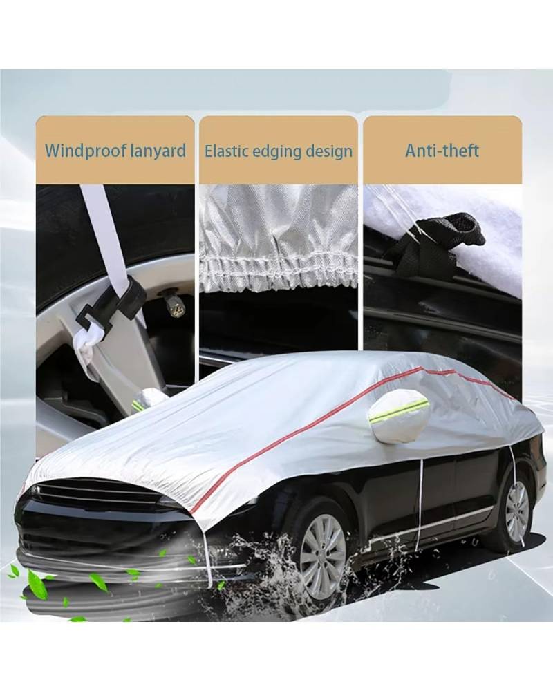 Auto abdeckplane Universelle Halbe Autoabdeckung, wasserdichte Outdoor-Abdeckung Oxford Sonne Regen Schneesicher Karosserieabdeckung Für SUV Für Limousine Auto vollgarage(Sedan Silver) von SHUGWA