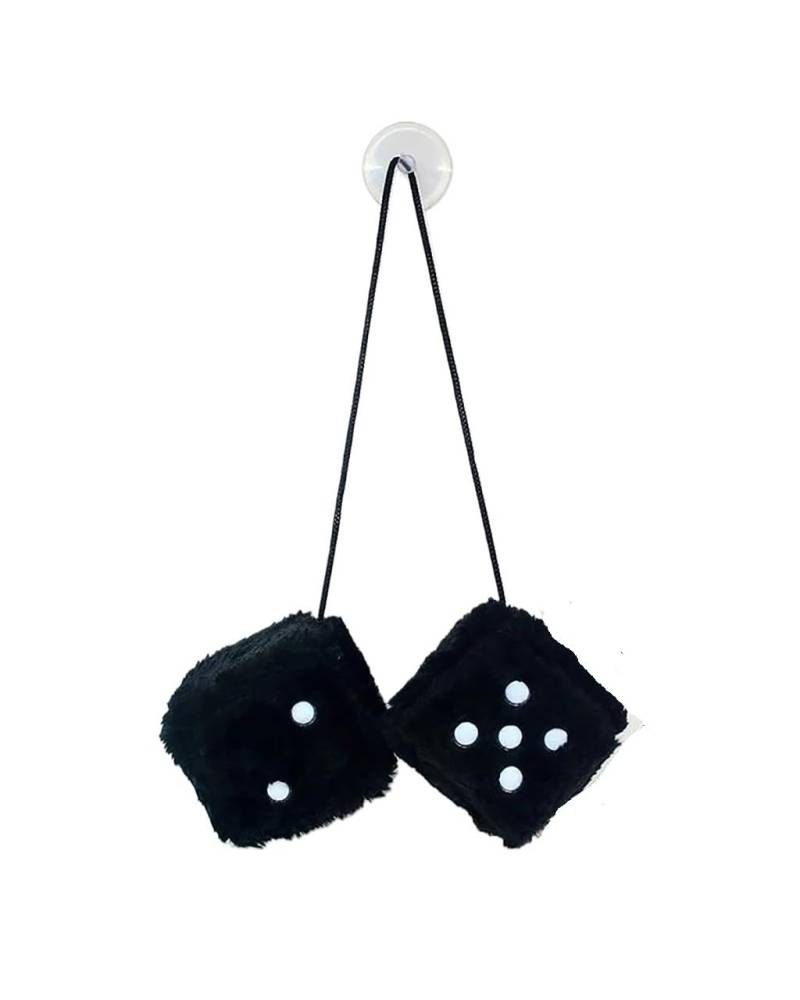 Auto innenspiegel anhänger 1 Paar Fuzzy Plüsch Würfel Mit Punkten Retro Platz Plüsch Hängen Anhänger Fuzzy Würfel Für Auto Innen Ornament Dekoration Rückspiegel Anhänger Auto(Black) von SHUGWA