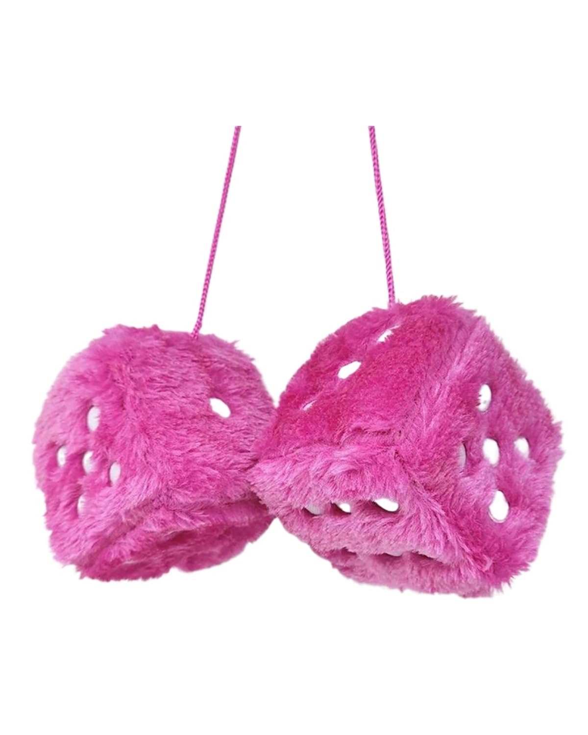 Auto innenspiegel anhänger 1 Paar Fuzzy Plüsch Würfel Mit Punkten Retro Platz Plüsch Hängen Anhänger Fuzzy Würfel Für Auto Innen Ornament Dekoration Rückspiegel Anhänger Auto(Pink) von SHUGWA