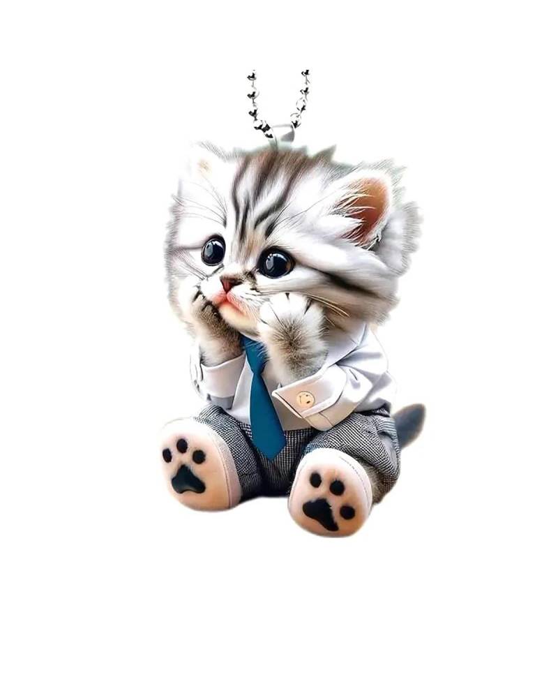 Auto innenspiegel anhänger 1PC Auto Anhänger Hängen Ornament Mit Kette Realistische Tier Katze-Förmigen 2D Anhänger Rückspiegel Hängen Dekor Auto Zubehör Rückspiegel Anhänger Auto von SHUGWA