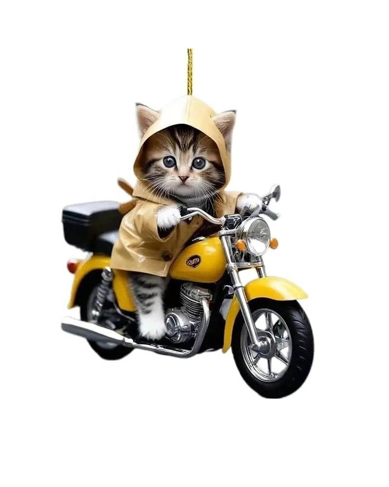 Auto innenspiegel anhänger 1Pcs Flache 2D Acryl Reiten Motorrad Katze Anhänger Dekoration Rückspiegel Auto Ornament Hause Dekoration Anhänger Tasche Rückspiegel Anhänger Auto(A1) von SHUGWA