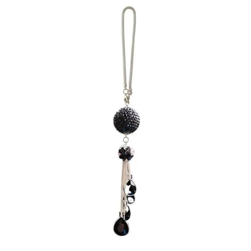 Auto innenspiegel anhänger Auto Anhänger Spiegel Ornament Strass Autos Piegel Zubehör Edelstahl Strass Auto Anhänger Mit Refraktiven Faux Für A Rückspiegel Anhänger Auto(Black) von SHUGWA