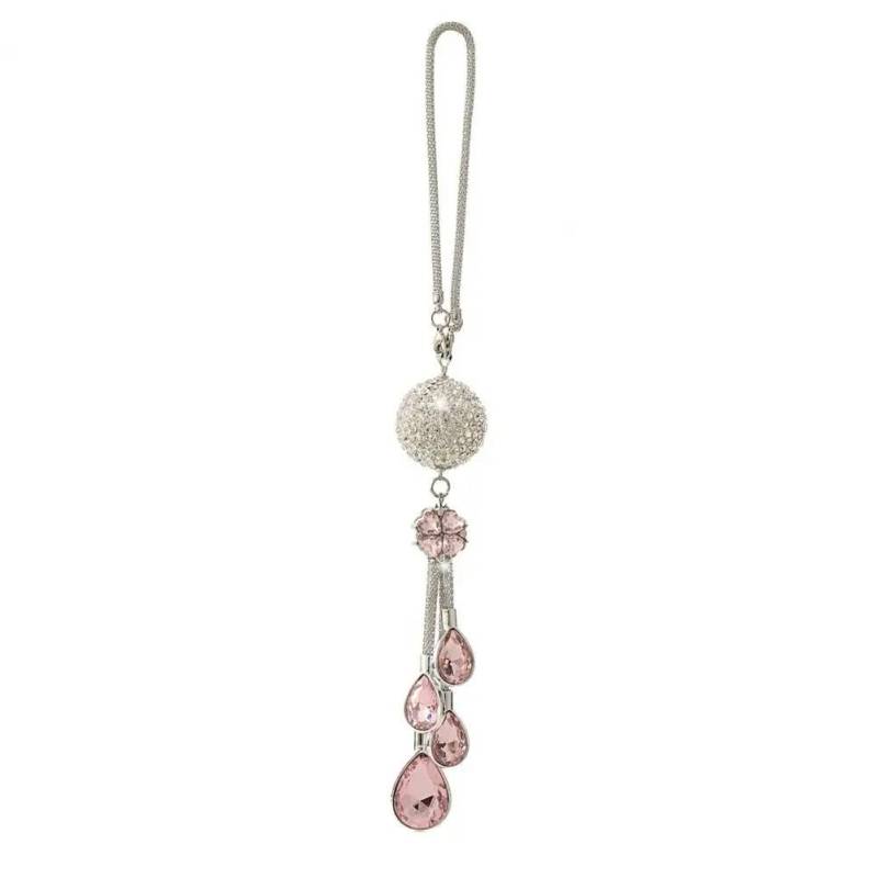 Auto innenspiegel anhänger Auto Anhänger Spiegel Ornament Strass Autos Piegel Zubehör Edelstahl Strass Auto Anhänger Mit Refraktiven Faux Für A Rückspiegel Anhänger Auto(Pink) von SHUGWA