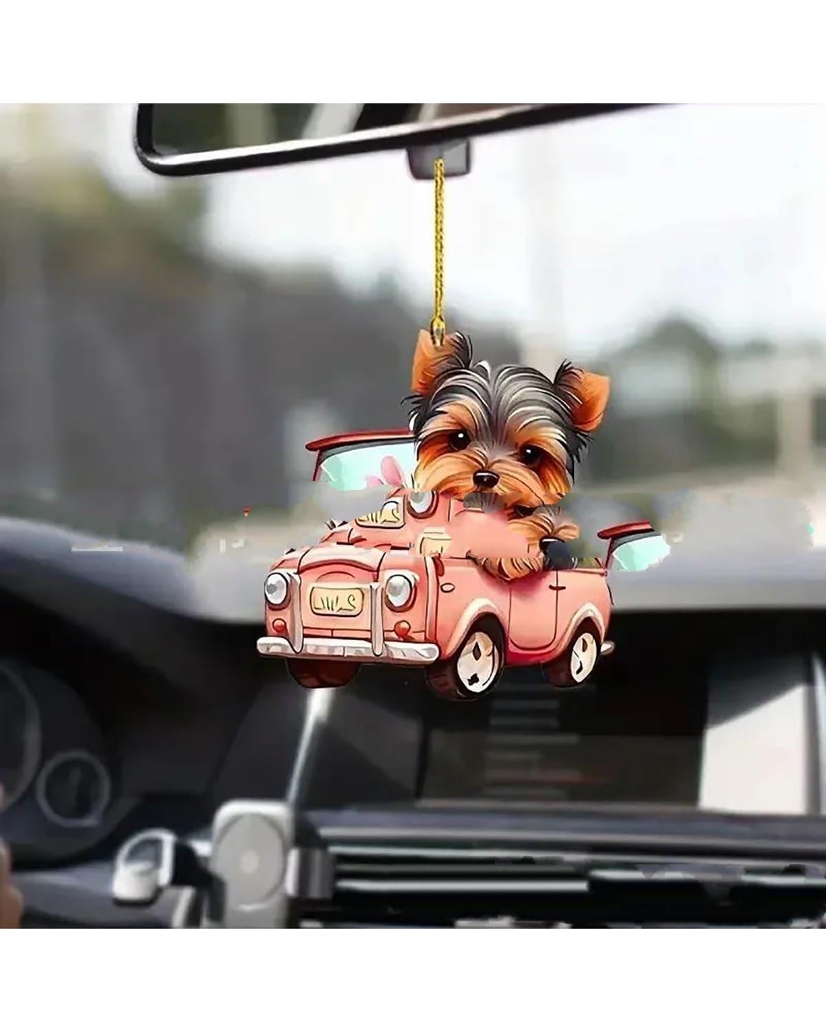 Auto innenspiegel anhänger Cute Dog Acrylic Material Flat Car Pendant Car Decorative Accessories Interior Moulding Car Ornaments Hanging Adorns Decors Rückspiegel Anhänger Auto(1) von SHUGWA