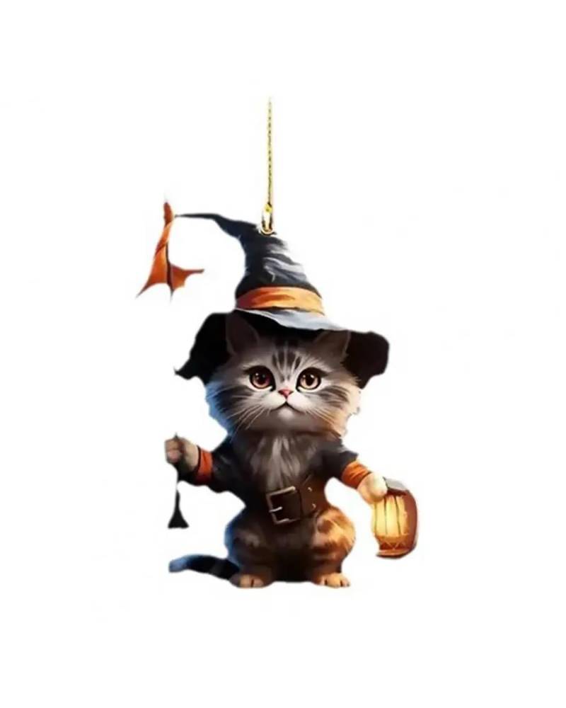 Auto innenspiegel anhänger Katze Anhänger Halloween Dekoration Hexe Katze Laterne Ornament Niedlichen Hängenden Acryl Anhänger Für Auto Tasche Schlüssel Bund Dekor Rückspiegel Anhänger Auto von SHUGWA