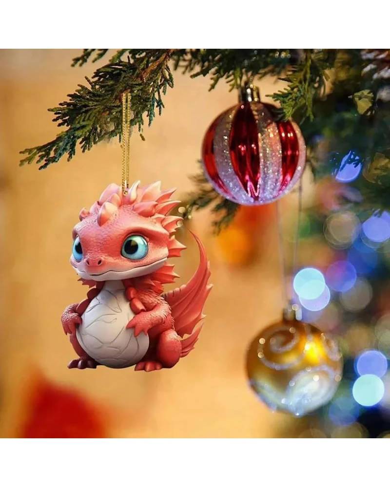 Auto innenspiegel anhänger Niedlichen Drachen Weihnachten Doppel Druck Auto Dekor Baum Anhänger Weihnachts Baum Anhänger Home Dekoration Fenster Hängen Ornament Rückspiegel Anhänger Auto(1) von SHUGWA