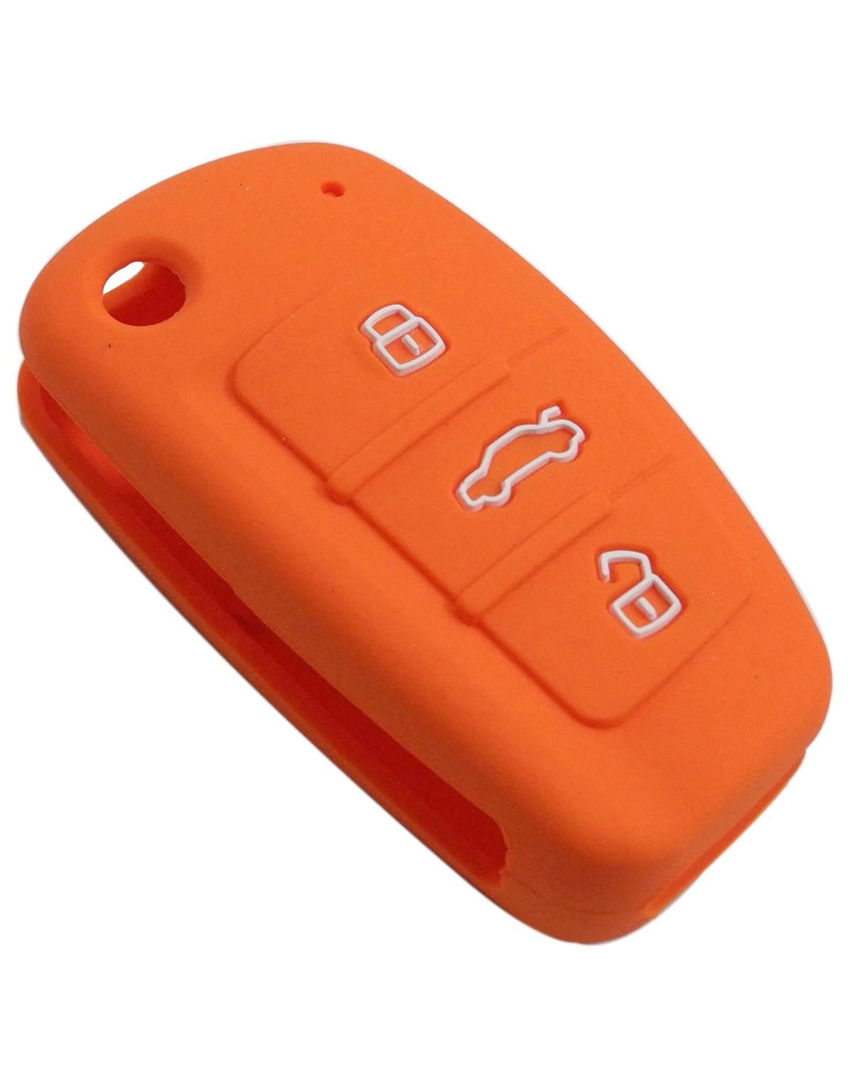 Funkschlüsseletui 3 Tasten Auto Silikon Schlüssel Abdeckung Styling Fall Abdeckung Fob Shell Für A1 Für A3 Für Q3 Für Q7 Für R8 Für A6L Für TT Autoschlüsselgehäuse(Orange) von SHUGWA