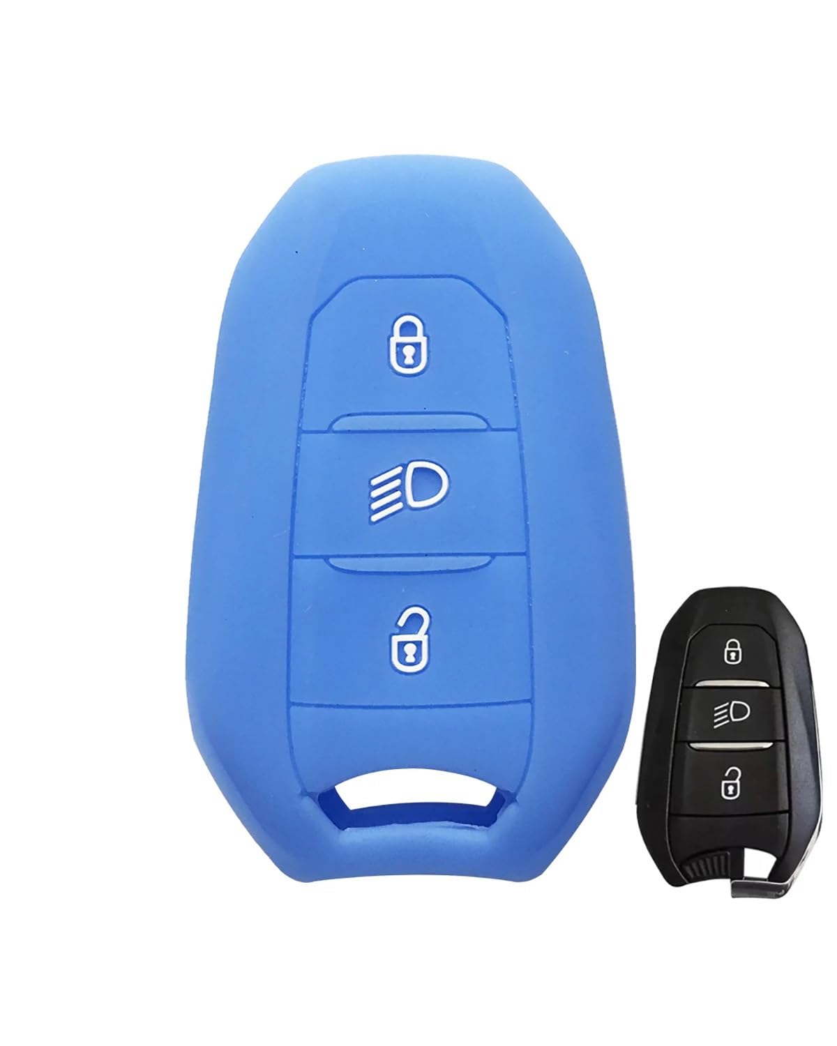 Funkschlüsseletui Autoschlüsselabdeckung Für Peugeot 508 2008 3008 308 4008 408 Schlüsseletui Für C4 2022 DS3 DS5 DS6 Abdeckung Keyless Remote Shell Autoschlüsselgehäuse(Light Blue) von SHUGWA