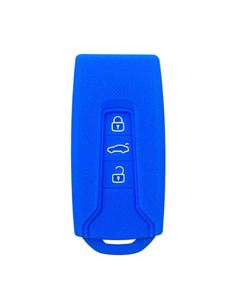 Funkschlüsseletui Schlüsselabdeckung Shell Holder Schlüsselanhänger Fob Cap Set Für Touareg 3-Tasten-Autoschlüsseletui Sleeve Skin Protector Cover Autoschlüsselgehäuse(Blue) von SHUGWA