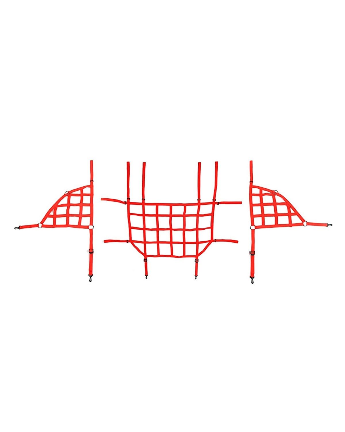 Gepäcknetz Auto Für Wrangler JK JL 2007-2023 Auto Stamm Dach Gepäck Träger Fracht Korb Trail Net Kofferraum Organizer(Red 3 pcs JL) von SHUGWA