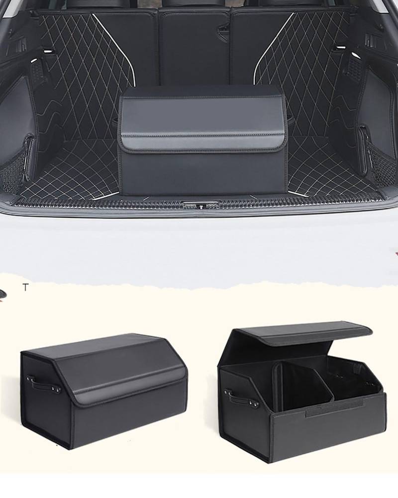 Gepäcknetz Auto Geeignet Für Benz Für Volvoes Für Toyota Kofferraum-Organizer Aufbewahrungsbox Tasche Aus PU-Leder Kofferraum Organizer(Black Large) von SHUGWA