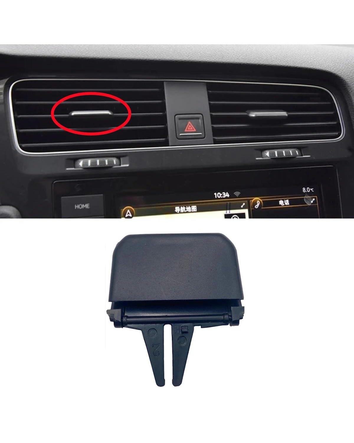 Grille Vent Klimaanlage Für Golf Für 7 7.5 MK7 MK7.5 Für GTI Für GTD Für GTE Für X1 Front Armaturenbrett Hinten AC Klimaanlage Entlüftungsauslass Einstellclip Auto A C Entlüftung(Middle Left-1PC) von SHUGWA