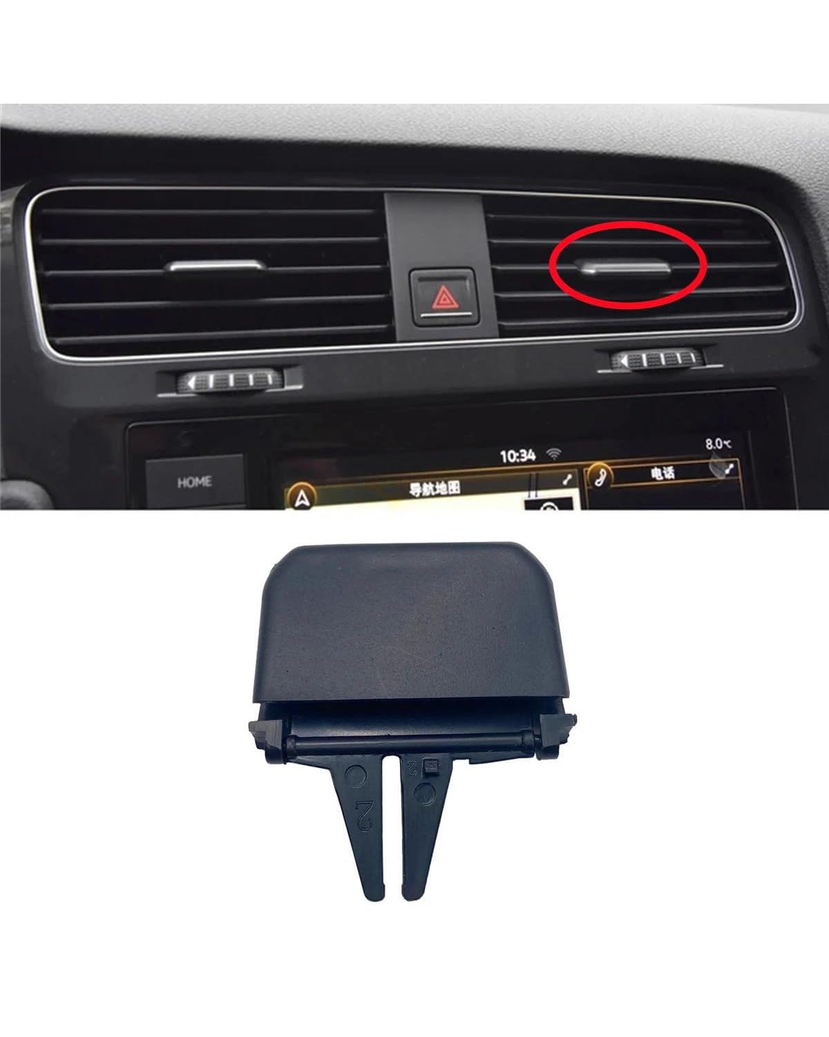 Grille Vent Klimaanlage Für Golf Für 7 7.5 MK7 MK7.5 Für GTI Für GTD Für GTE Für X1 Front Armaturenbrett Hinten AC Klimaanlage Entlüftungsauslass Einstellclip Auto A C Entlüftung(Middle Right-1PC) von SHUGWA