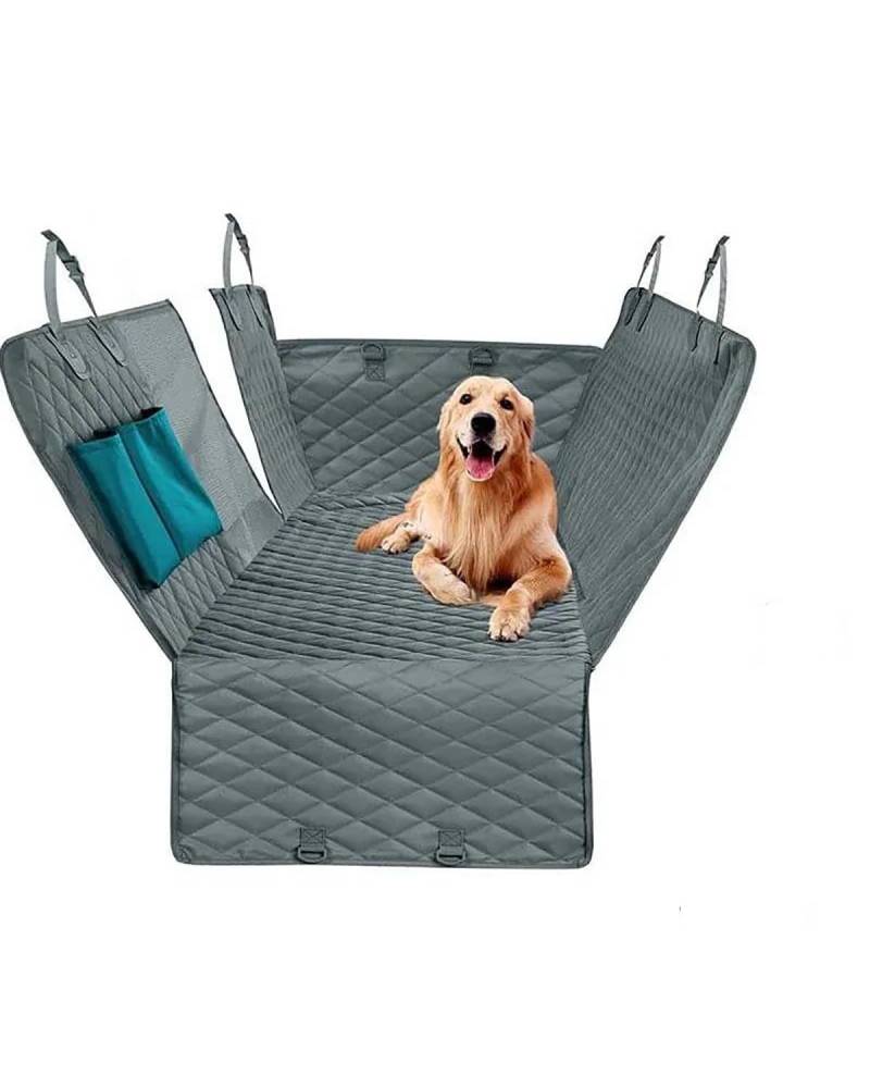 Hundesitz Auto 143×153CM Doppelreißverschluss Auto-Haustier Für Sitzpolster Wasserdicht Schmutzabweisend Geeignet Mehrere Modelle Einfarbig Autos Hinten Sitzkissen Verstellbarer Hundeautositz(Gray) von SHUGWA