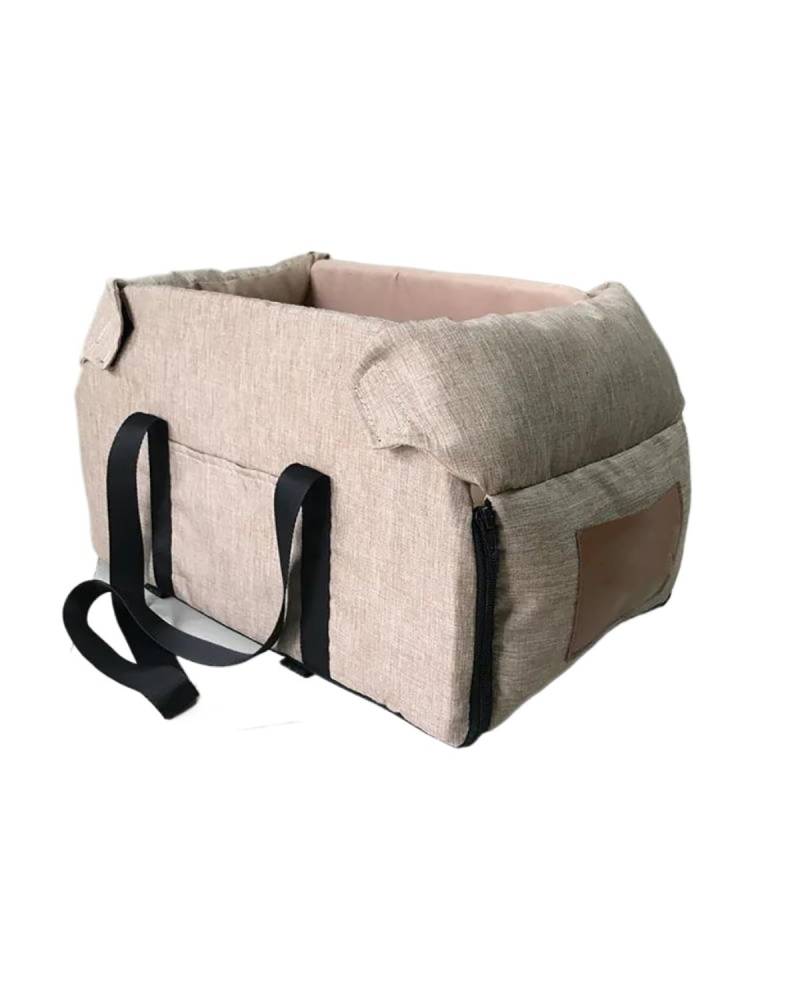 Hundesitz Auto 42X22X23cm Tragbare Haustier Katze Für Sitz Erhöhten Auto Für Sitz Für Hund Armlehne Für Kleine Hund Katze wasserdichte Hund Träger Reisetasche Verstellbarer Hundeautositz(Khaki Small) von SHUGWA