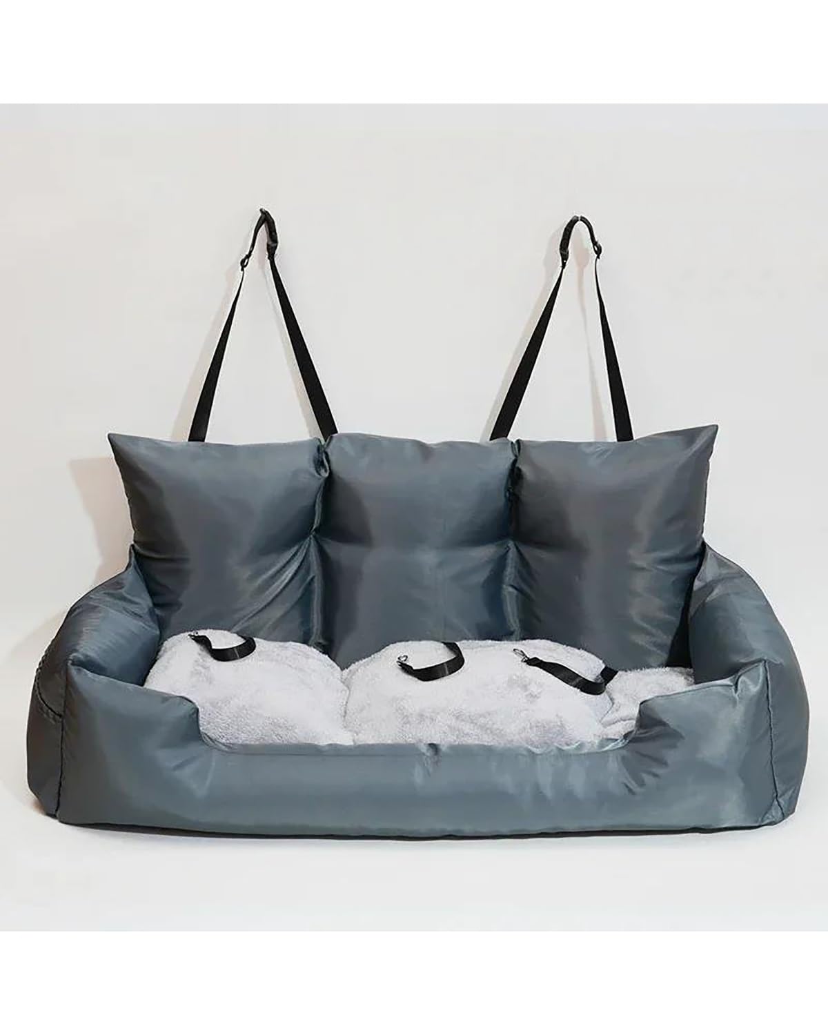 Hundesitz Auto Abnehmbares Wasserdichtes Hundeauto Für Sitz Hundebetten Haustierauto Für Sitz Tragbare Reise-Hundeauto-Rückseite Für Sitz Haustier-Tragetasche Verstellbarer Hundeautositz(Charcoal Grey von SHUGWA