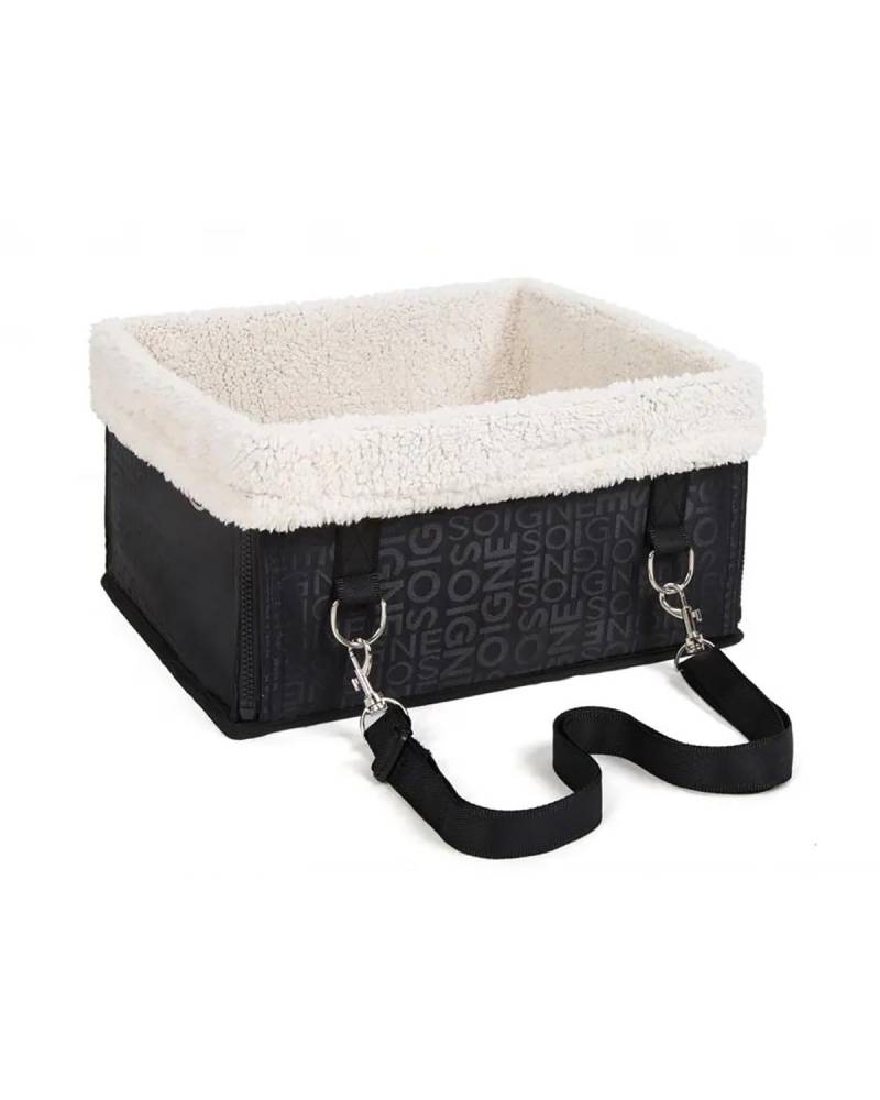 Hundesitz Auto Faltbare Hundetasche Haustier-Booster Auto Für Den Sitz Der Welpen Und Katzen Trägt Wasserdichter Oxford-Liner Übergröße Verstellbarer Hundeautositz(Black Letter,M) von SHUGWA