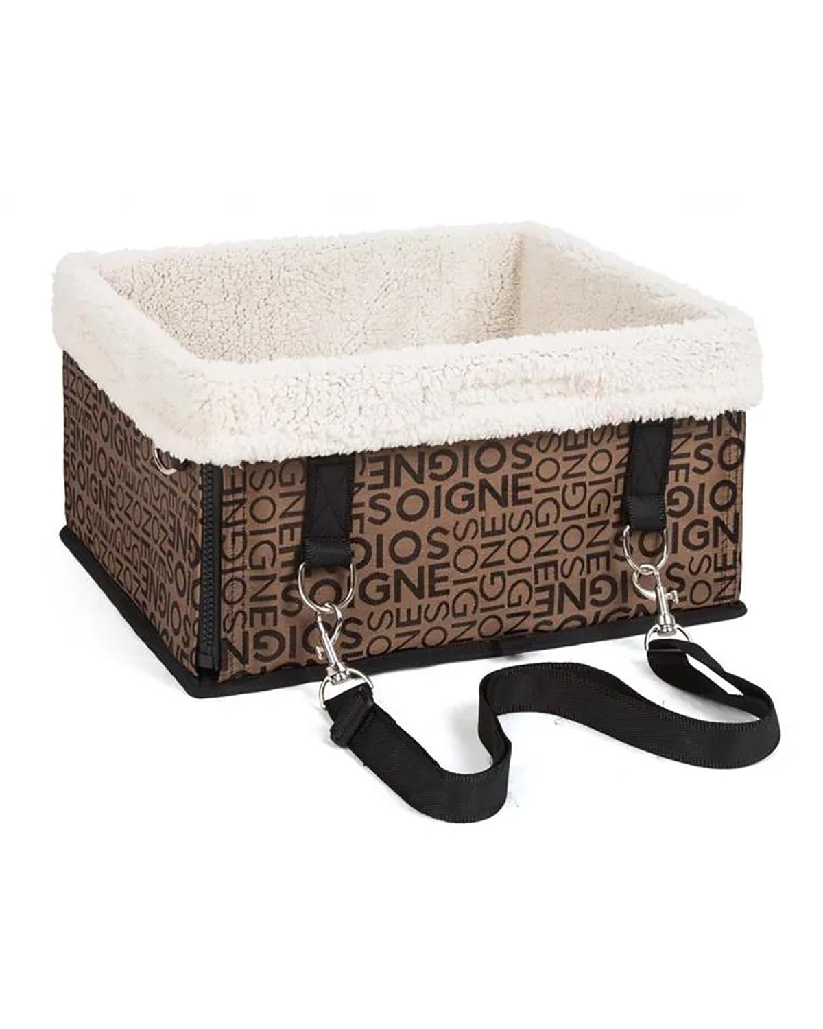 Hundesitz Auto Faltbare Hundetasche Haustier-Booster Auto Für Den Sitz Der Welpen Und Katzen Trägt Wasserdichter Oxford-Liner Übergröße Verstellbarer Hundeautositz(Brown Letter,L) von SHUGWA