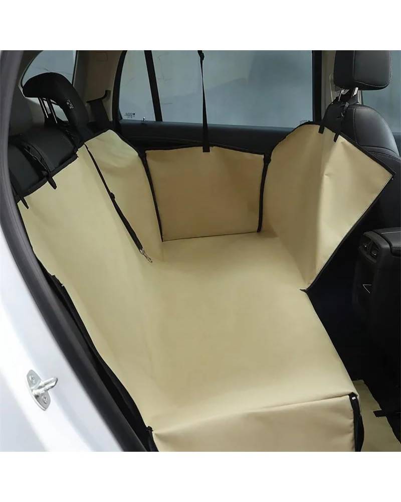 Hundesitz Auto Für Hund Auto Für Sitz Abdeckung Wasserdicht Pet Reise Hund Träger Hängematte Auto Hinten Zurück Für Sitz Matte Träger Verstellbarer Hundeautositz(Beige) von SHUGWA