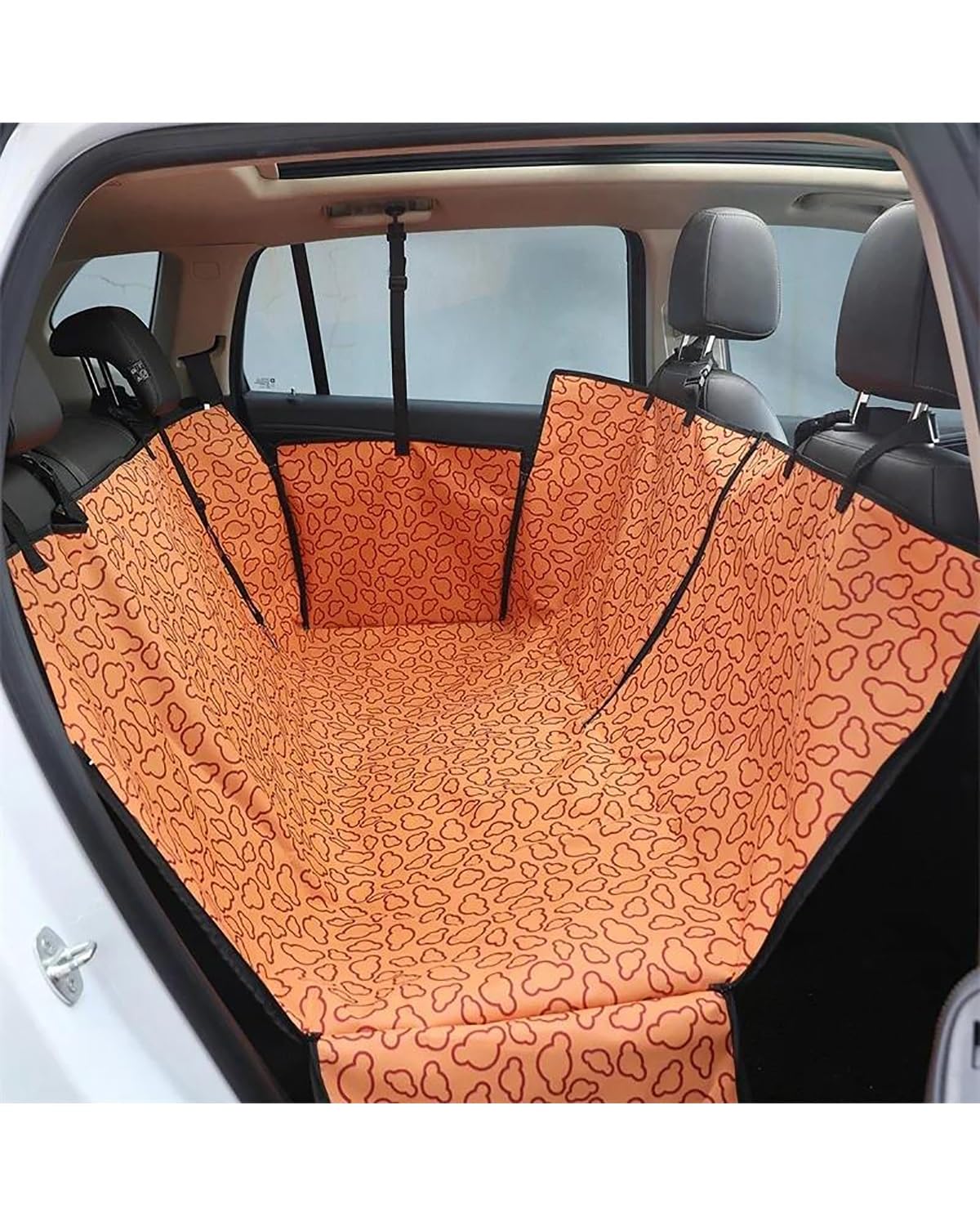 Hundesitz Auto Für Hund Auto Für Sitz Abdeckung Wasserdicht Pet Reise Hund Träger Hängematte Auto Hinten Zurück Für Sitz Matte Träger Verstellbarer Hundeautositz(Orange) von SHUGWA