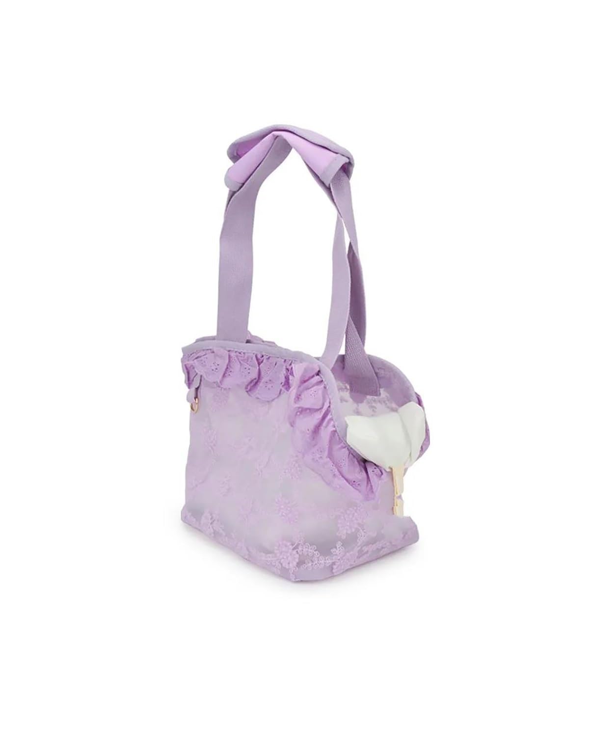 Hundesitz Auto Für Kleine Hunde Spitze Katze Handtasche Welpen Tragetasche Hund Haustier Umhängetaschen Polyester Spitze Verstellbarer Hundeautositz(Purple,S Less Than 3kg) von SHUGWA