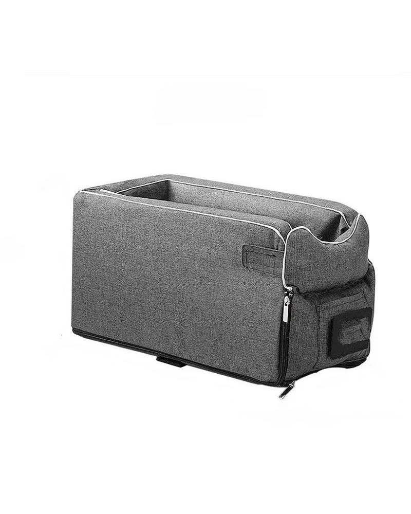 Hundesitz Auto Für Kleine Hunde Und Katzen wasserdichte Hundetrage Reisetasche Auto-Mittelkonsole Hundebett Ganzjährig Universelles Katzenbettzubehör Verstellbarer Hundeautositz(Grey) von SHUGWA