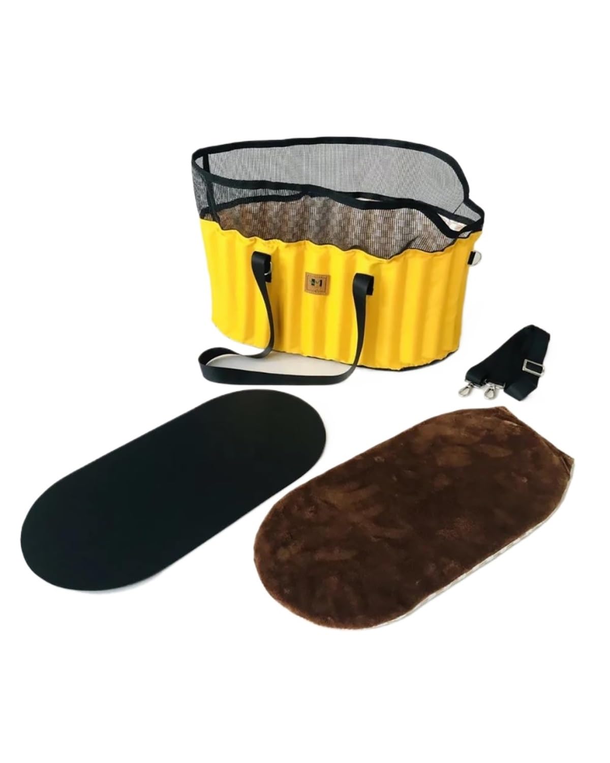 Hundesitz Auto Für Kleine Hunde Welpen Und Katzen Auto Für Sitzträger Haustierträger Hundekatzenträger Tragbare Wellenförmige Handtasche Haustier-Einkaufstasche Verstellbarer Hundeautositz(Yellow) von SHUGWA