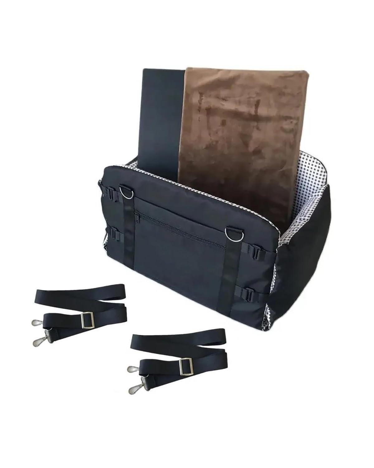 Hundesitz Auto Für Kleine Mittelgroße Hunde Reisen Hund Auto Sitzbezug Haustier Hund Träger Tasche Katze Transport Hängematte Hund Schulter Tragen Haustier Tasche Verstellbarer Hundeautositz(Black) von SHUGWA