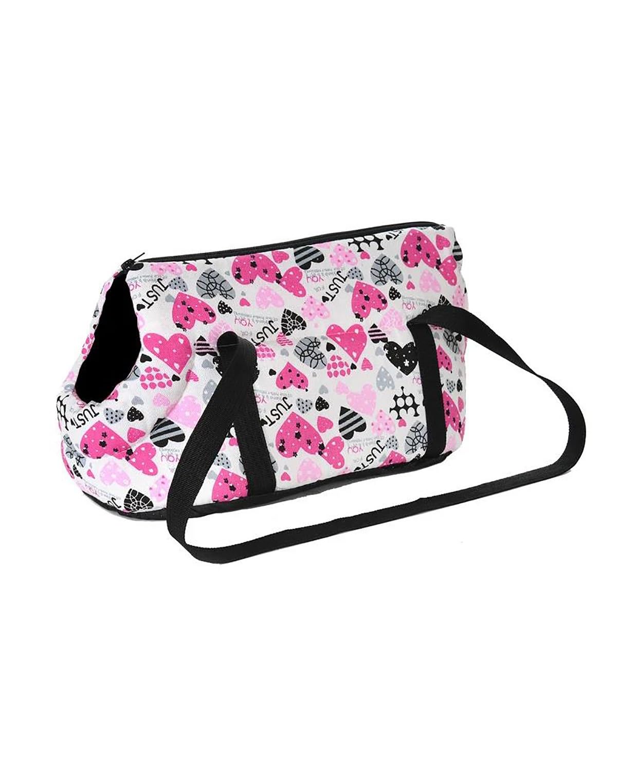 Hundesitz Auto Gepolsterter Hundeträger Kleine Hunde Weich Tragbar Für Welpen Und Katzen Outdoor-Walking Yorkshire Bulldogge Handtasche Haustierzubehör Verstellbarer Hundeautositz(Print 4,L) von SHUGWA