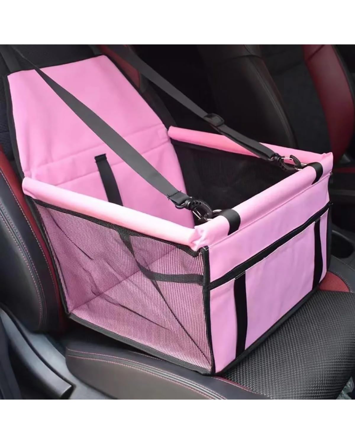 Hundesitz Auto Haustier Auto Für Sitz Wasserdicht Faltbare Reise Haustier Hund Für Sitz Katze Hund Reisetasche Haustier Auto Fahrt Liefert Verstellbarer Hundeautositz(Pink) von SHUGWA