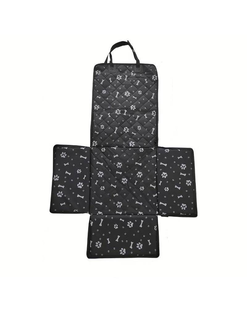 Hundesitz Auto Haustier Hund Träger Auto Für Sitzbezug Tragen Katze Welpen Tasche Auto Reise Faltbare Hängematte wasserdichte Hunde Korb Haustier Träger Verstellbarer Hundeautositz(Black Bone Print) von SHUGWA