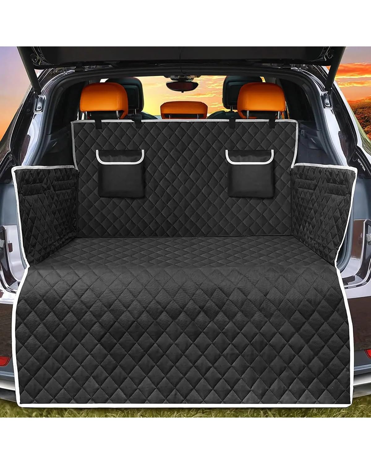 Hundesitz Auto Hund Auto Für Sitz Abdeckung Wasserdicht Haustier Reise Hund Träger Hängematte Auto Hinten Zurück Für Sitz Matte Träger Für Hunde Verstellbarer Hundeautositz(Black with Zippers) von SHUGWA