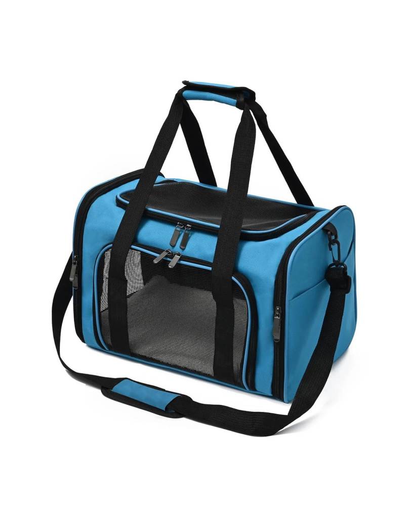 Hundesitz Auto Hundetragetasche Mit Dickem Baumwollkissen Haustier-Luftfahrt-Rucksack Erstickungssicher Tragbare Reisetasche Haustier-Hundetasche Netzstoff Für Den Verstellbarer Hundeautositz(Blue) von SHUGWA