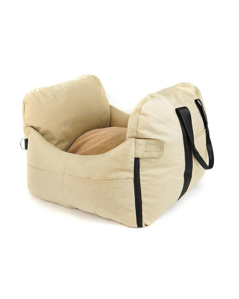 Hundesitz Auto Im Auto Montierte Hundestreu Katzenstreu Ganzjahres-Universal-Hundesitz Den Sitz Freien Kleine Hunde-Haustier-Automatte Verstellbarer Hundeautositz(Beige) von SHUGWA