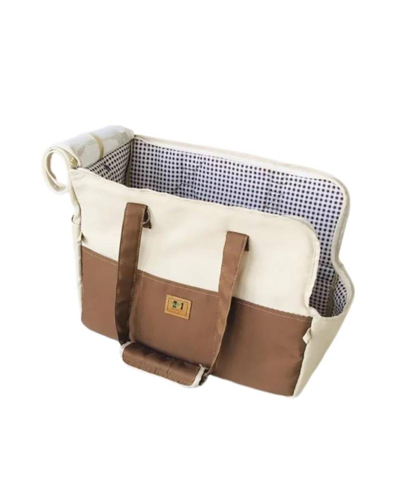 Hundesitz Auto Tragbare PetCat ShoulderHandbag PetDog Tragetasche Auto Für Sitz rutschfeste Hundeträger Haustierprodukte Katzenträger Kleine Hundehandtasche Verstellbarer Hundeautositz(Brown) von SHUGWA