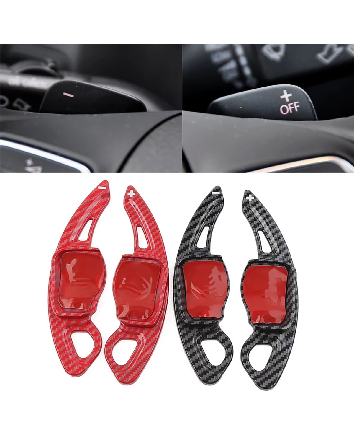 Schaltwippen Auto Lenkrad Paddle Shifter Erweiterung Für Golf 5 Für Golf 6 Für Jetta Für Passat Für Touareg Lenkrad Schaltwippen(Carbon Fiber Red) von SHUGWA