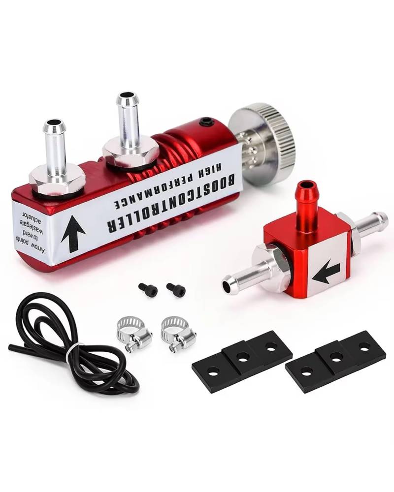 Turbo Boost Controller Auto Turbolader Boost Controller Auto Teile Einstellbare Veränderter Druck Benzin Manuelle Aluminium 1-30 Psi Fahrzeug Regler Manual Boost Controller(Vermelho) von SHUGWA