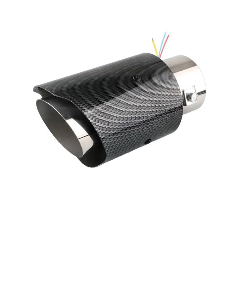 auspuff endrohr 63mm Carbon Fiber Auto Auspuffrohr Spitze Auspuff Modifizierte Auspuffrohr Schwanz Kehle Auto Zubehör Edelstahl Auto Auspuff Endrohr(Rolled Edge) von SHUGWA