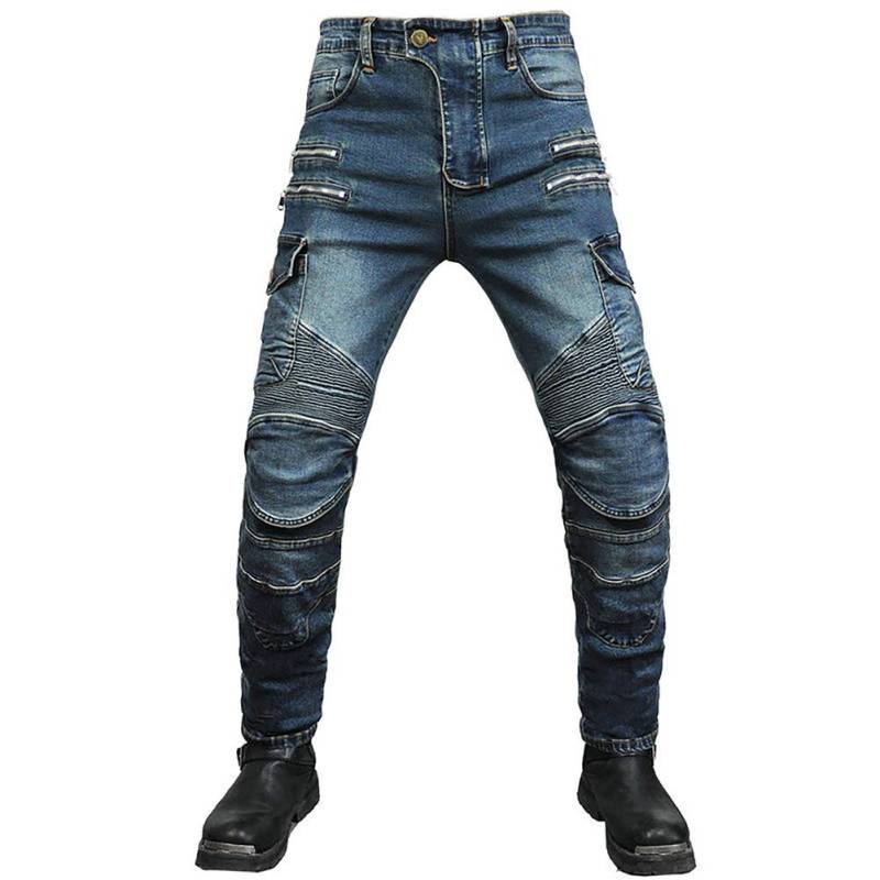 SHUOJIA Herren Motorradhose Jeans Motorrad Hose Motorradrüstung Schutzauskleidung Motorcycle Biker Pants (Blue,4XL) von SHUOJIA