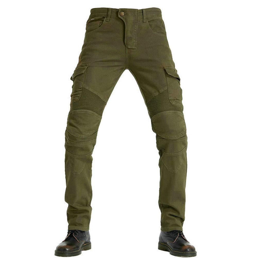 SHUOJIA Herren Motorradreithose JeansSportliche Motorrad Hose Mit Protektoren Motorradhose Mit Oberschenkeltaschen (ArmyGreen,XXXL) von SHUOJIA