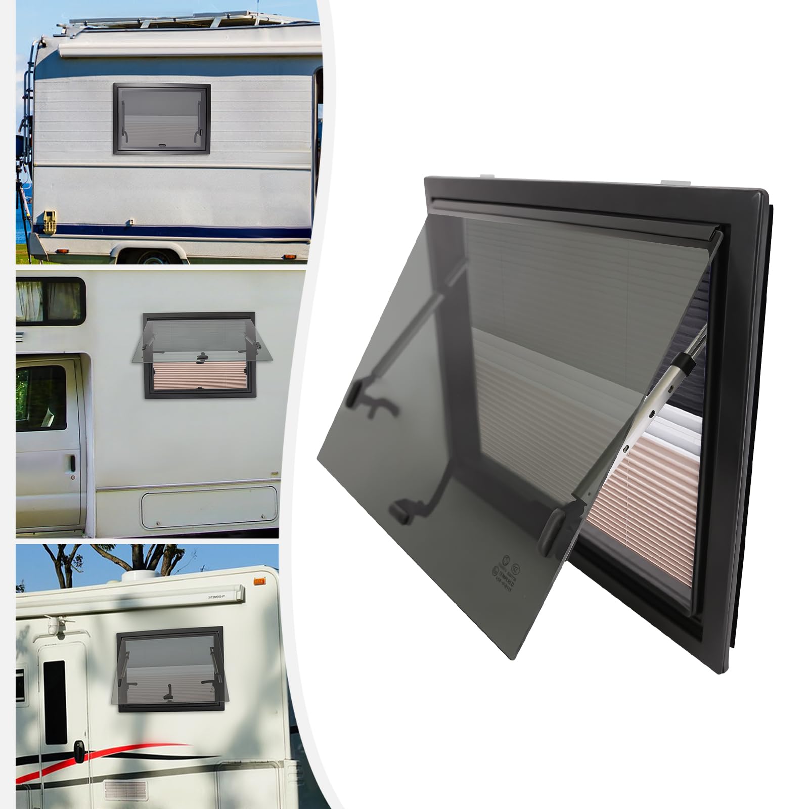 Ausstellfenster 650x500 mm Caravan Seitenfenster, Wohnwagen Fenster mit Fliegengitter, 65° Wohnmobil Fenster Push Fenster für RV Wohnwagen Kastenwagen Van Camper von SHZICMY