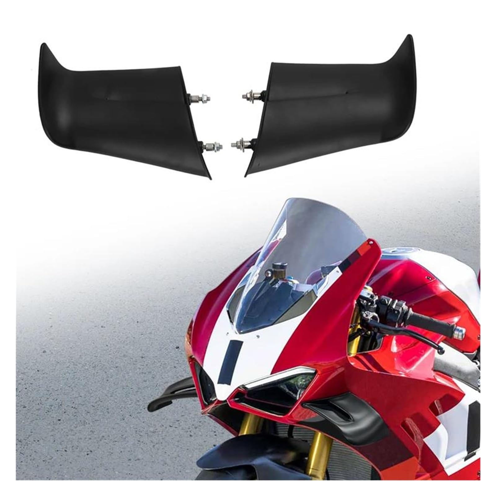 Motorradspoiler Für Ducati Panigale V4 V4S V4R SP 2022 2023 Motorrad Winglets Air Aerodynamik Verkleidung Seite Panel Carbon Fixed Wing(Matte Black) von SIBOUOU