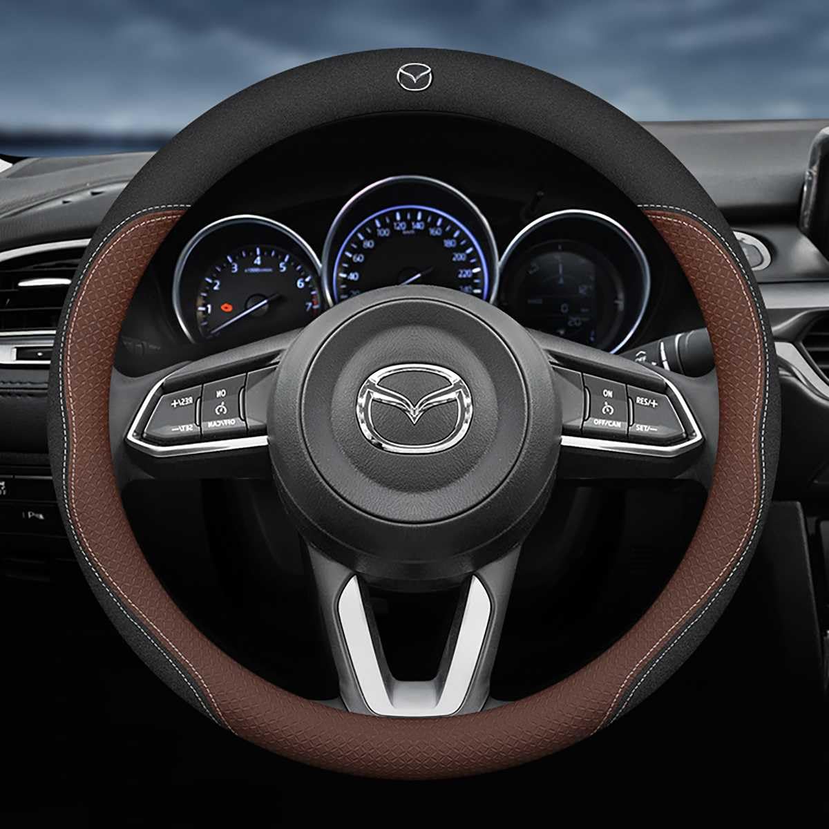 Auto-Lenkradbezug für Mazda CX-3 2015-2018, Mikrofaser, rutschfest, bequem, elastisch, Lenkradbezug von SICUEAUA