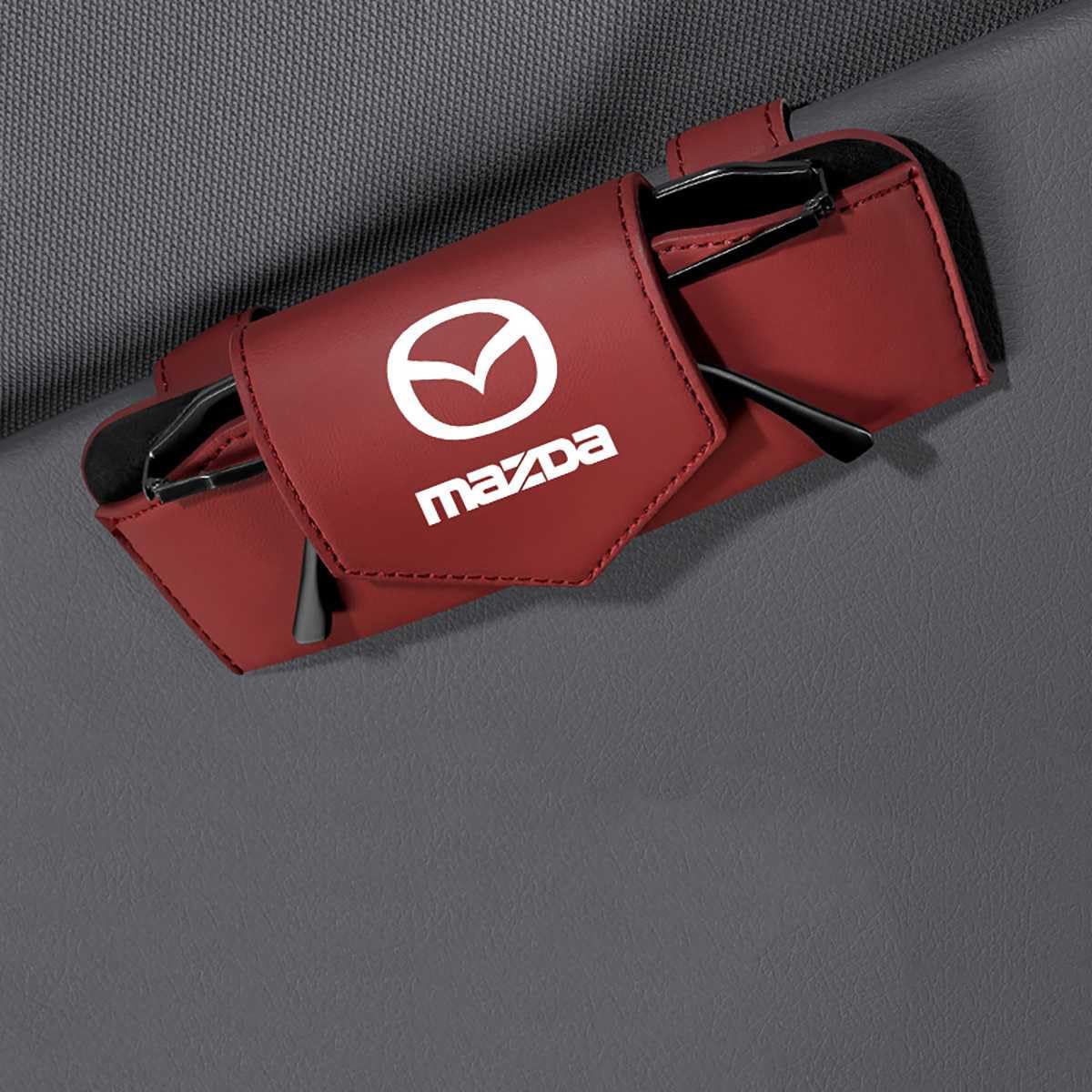 SICUEAUA Brillenhalter für Mazda 2 Speed CX9 CX5 CX30 CX3 CX7 RX8 RX7 626 6 Atenza MX5 323 3 Axela, Auto Sonnenblenden Brillenclip, Ticketkarten Clip von SICUEAUA