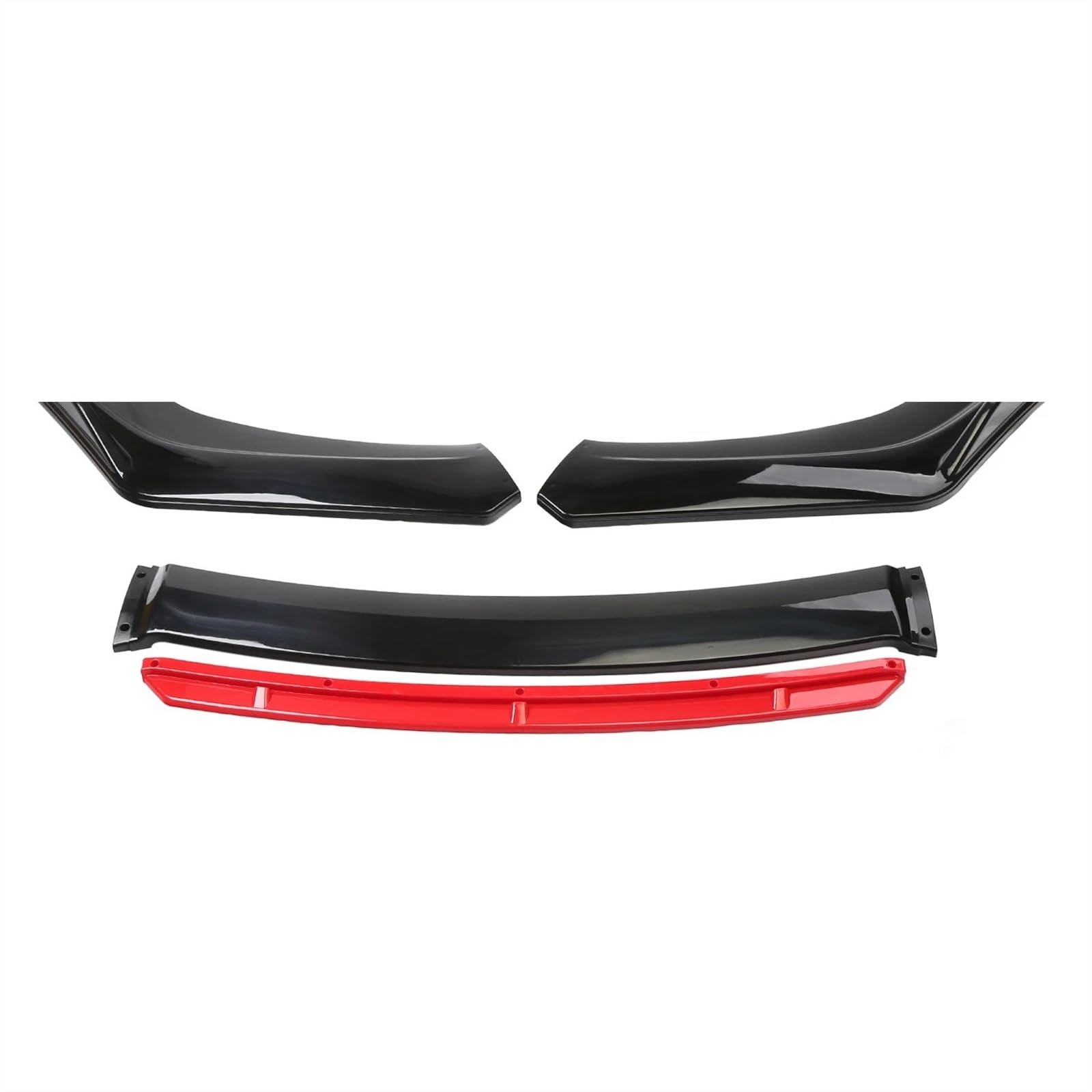 Auto Frontstoßstange Spoiler Universal 3-teiliger Auto-Frontspoilerlippenspoiler Body Kit Carbon Fiber Dekorativer Streifen Stoßfänger Canard Lip Splitter Autozubehör Frontlippe Spoiler(Black and Red) von SIFUSM