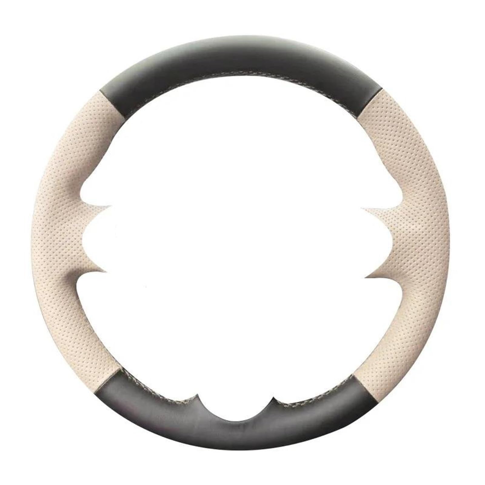 Auto Lenkradabdeckung Auto-Lenkradbezug für 986 1998-2004, DIY-Autoinnenausstattung, handgenäht, echtes Leder, rutschfest, atmungsaktiv Lenkradschoner(Light beige Balck) von SIFUSM